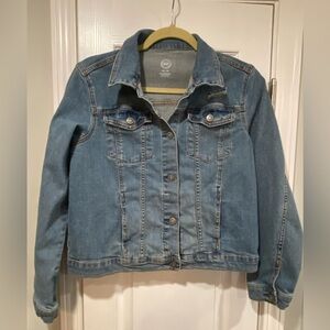 Wonder Nation Girls Size XXL 18 Med Wash Cotton Stretch Distressed Denim Jacket